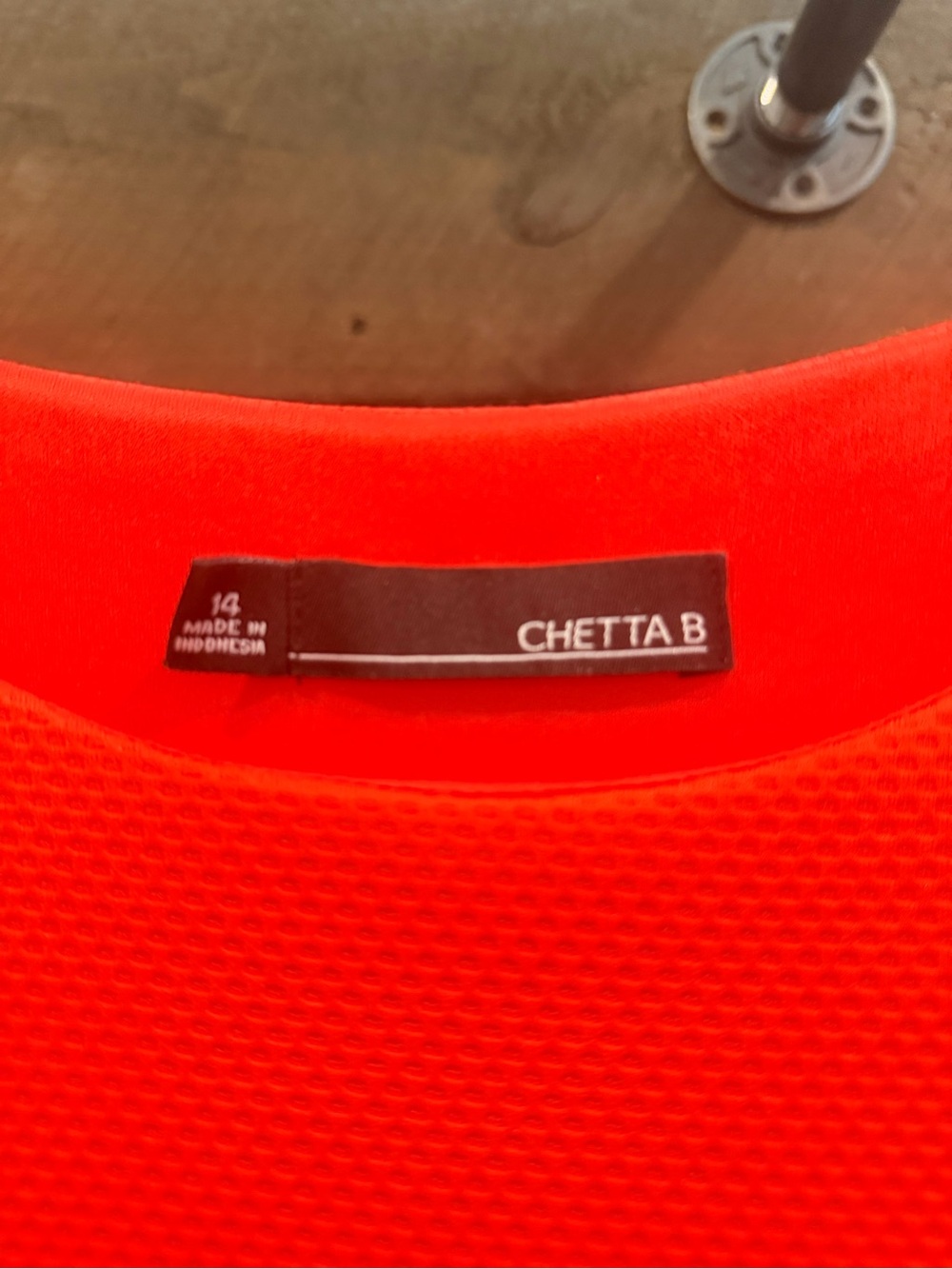 Chetta B Bright Orange Mini Shift Dress with Gold Zips - Picture 3 of 3